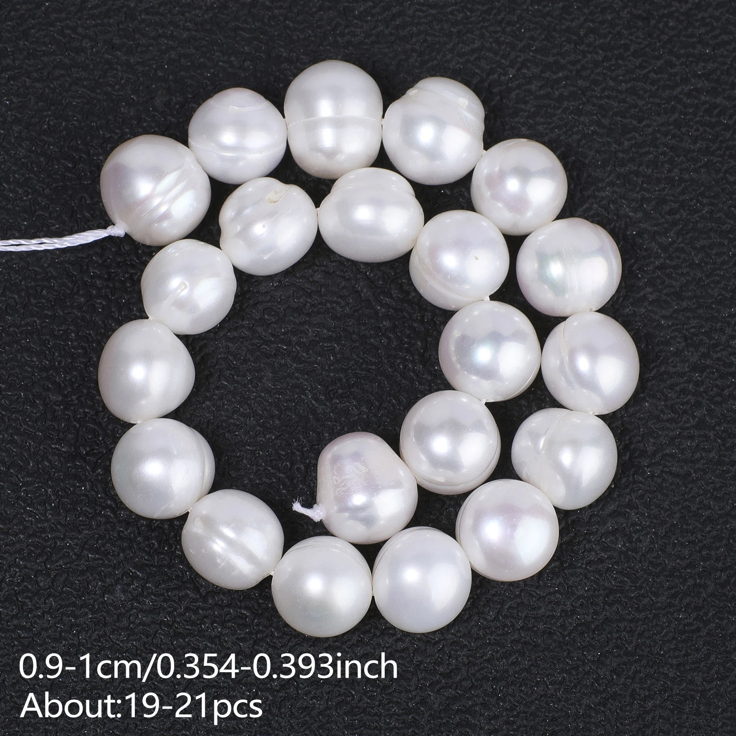 9-10mm White Pearl Beads 7.5 Inch Strand Full Drilled Loose Beads For DIY Handmade Jewelry Making Necklace Findings