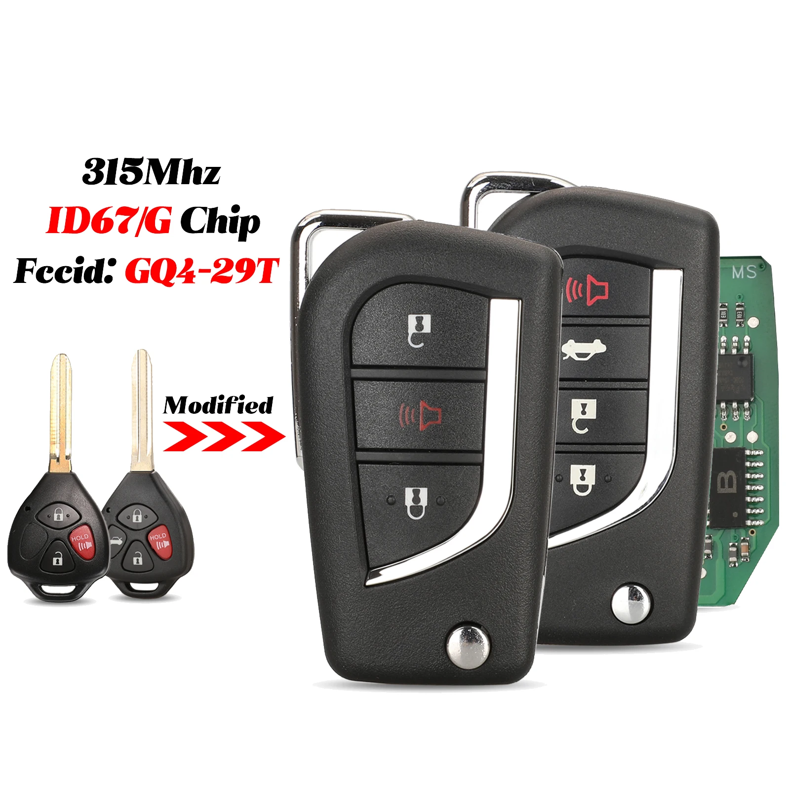 

Jingyuqin 3/4 кнопки 315 МГц ID67/G чип GQ4-29T модифицированный умный дистанционный автомобильный брелок для Toyota Camry RAV4 Venza Yaris замена