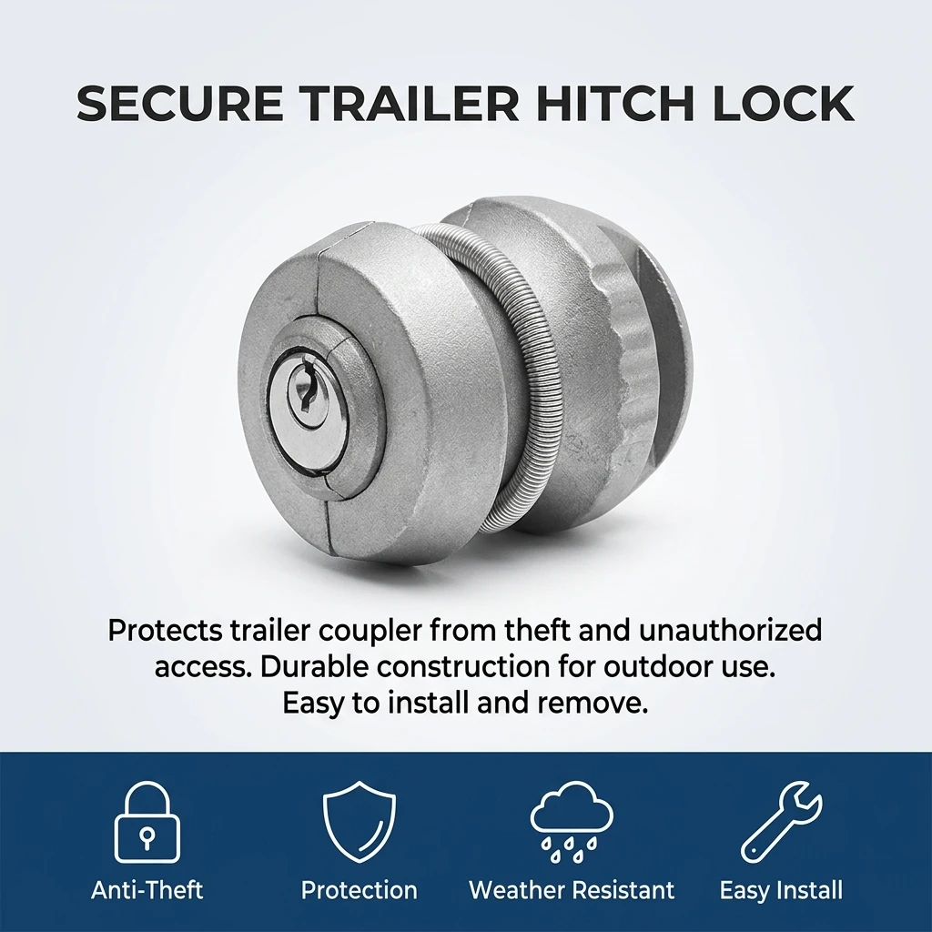 Trailer Ball Lock Heavy Duty Anti Theft Coupler Cover for Camping Trailer Security Zinc Alloy Hitch Protective Cap Durable