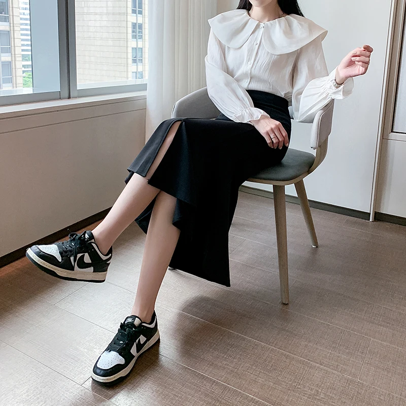 

High Waist Long Elastic Fi Tail Skirt plus Size Spring Autumn New Sle Commute Artistic A-Line f Body Skirt