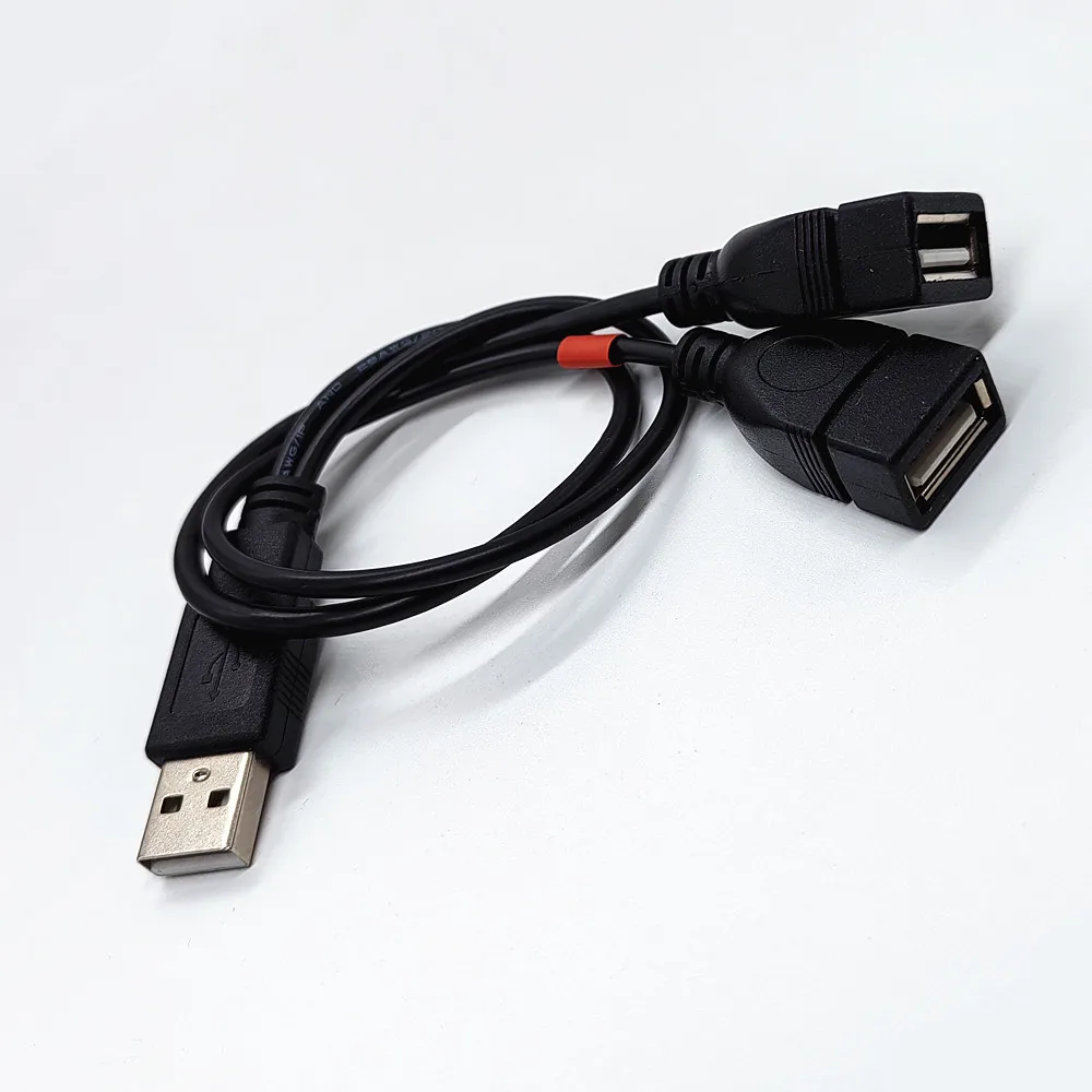 Double USB Extension A-Male To 2 A-Female Y Cable Power Adapter Converter USB2.0 Male to 2Dual USB Female Y Splitter 30cm