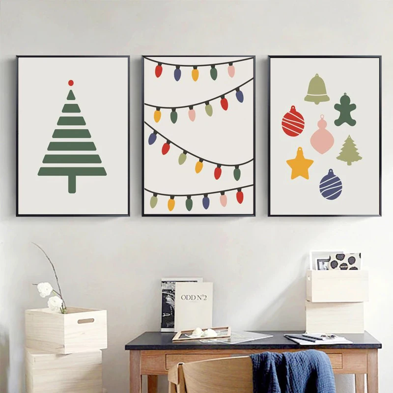 Buon natale citazioni poster e stampe acquerello Wall Art Canvas Painting Cute Pictures Christmas Kids Room Home Decoration