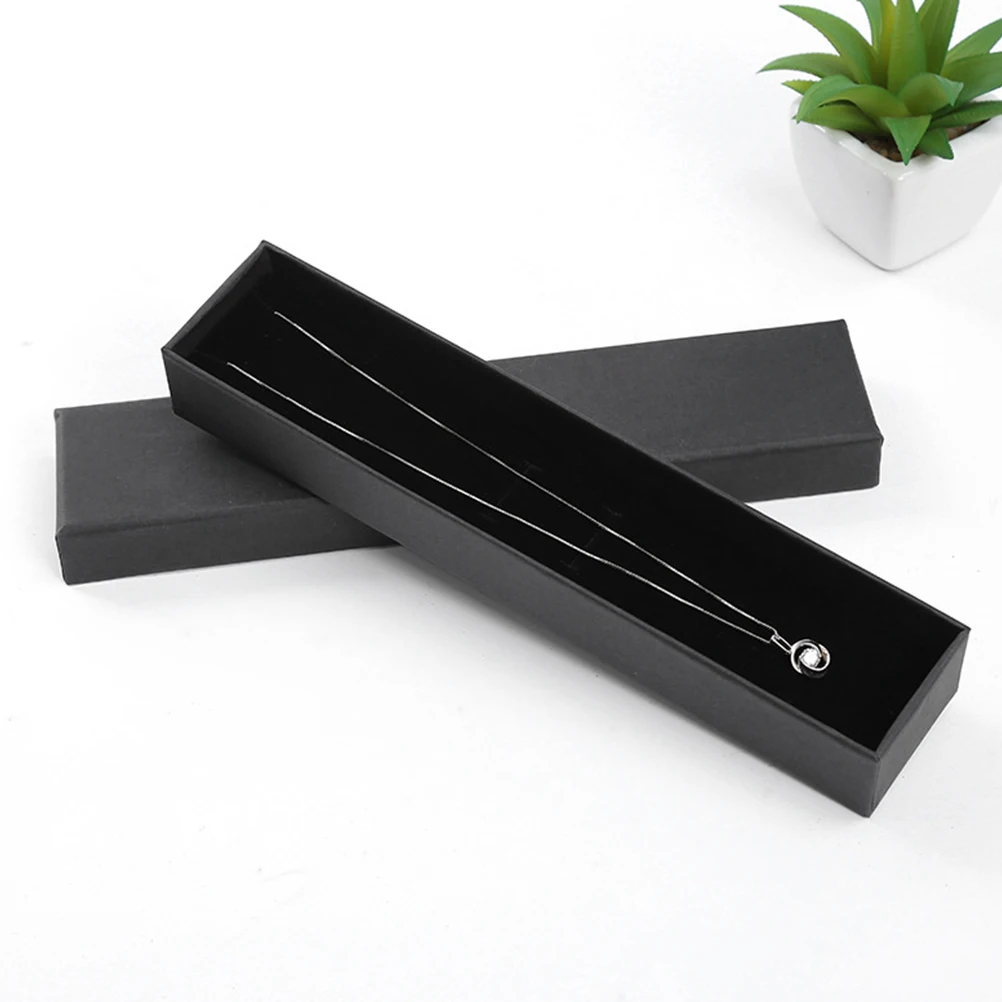 Caixa de relógio retangular preta, 6 peças, 5x3x22 5cm, armazenamento de joias, almofada de esponja, colar, pulseira, caixa de presente, exibição ganizer, decoração de casa