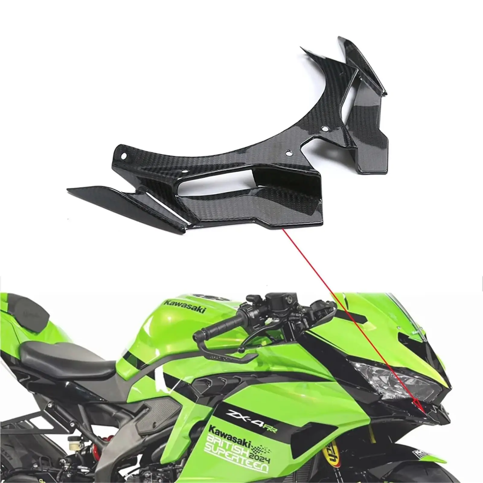 For Kawasaki Ninja ZX-4R ZX-4RR ZX25R 2020-2024 Carbon Fiber Motorcycle Front Lower Wing Beak Winglets Cover