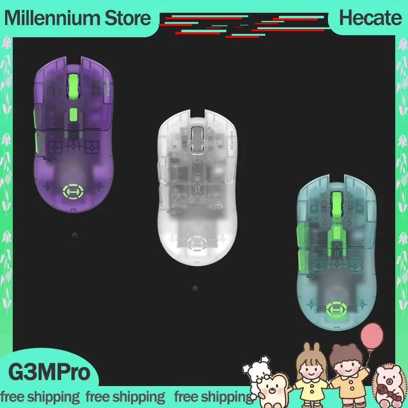 

Hecate G3MPro Gamer Mouse 3 Mode Wireless Bluetooth Mouse PAW3395 26000DPI Adjustable Office Transparent Esport Gaming Mice Gift