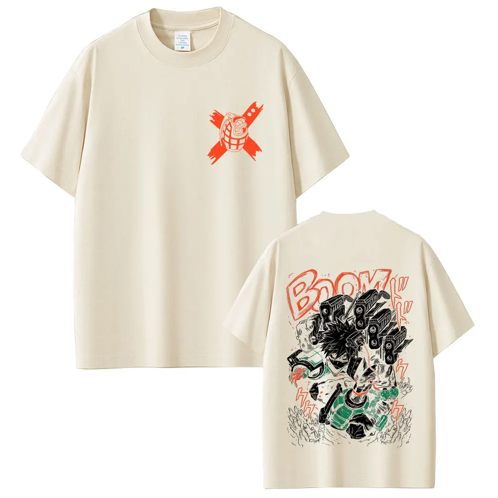 Japanese Anime My Hero Academia Print T-shirt Cartoon Bakugou Katsuki Graphic T Shirts Men Women Manga Oversized Cotton T-shirts