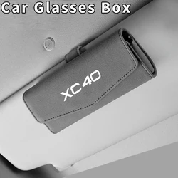 Car Glasses Case Sunglasses Storage Box Sun Visor Holder Clip For VOLVO XC40 2022 2023 PU Leather Auto Interior Accessories