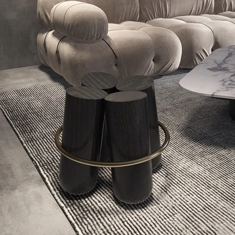 Light luxury minimalist low stool exhibition hall villa four-way makeup stool designer small side few modern shoe changing stool