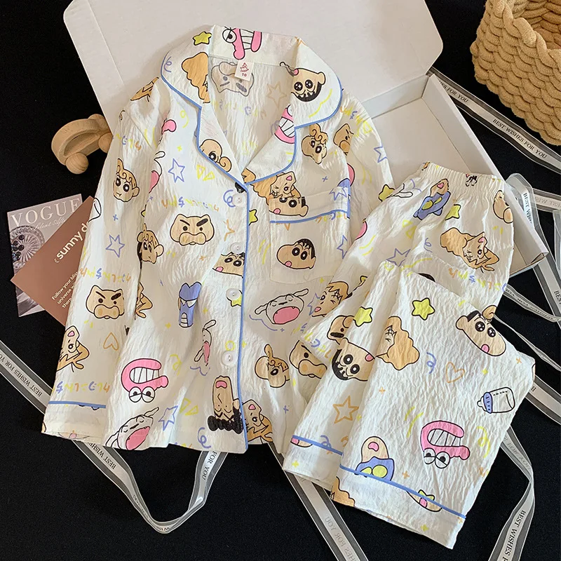 Kawaii 2 قطعة مرحبا كيتي كورومي سينامورول بيجامات أطفال مجموعة أنيمي الوالدين والطفل موضة فضفاضة طويلة الأكمام الكرتون Homewear