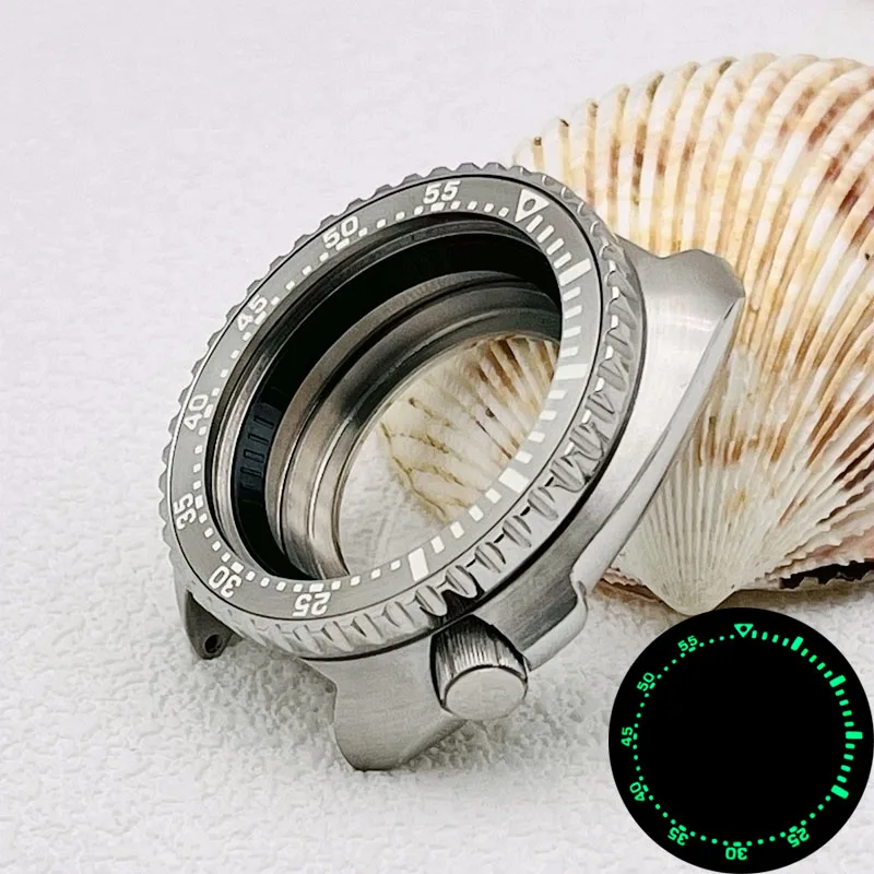 Mod 44mm Turtle Watch Case Captain Willard Case Fit for 7s26 NH34 NH35 NH36 Movement Transparent Back Cover NH35 Watch Cases