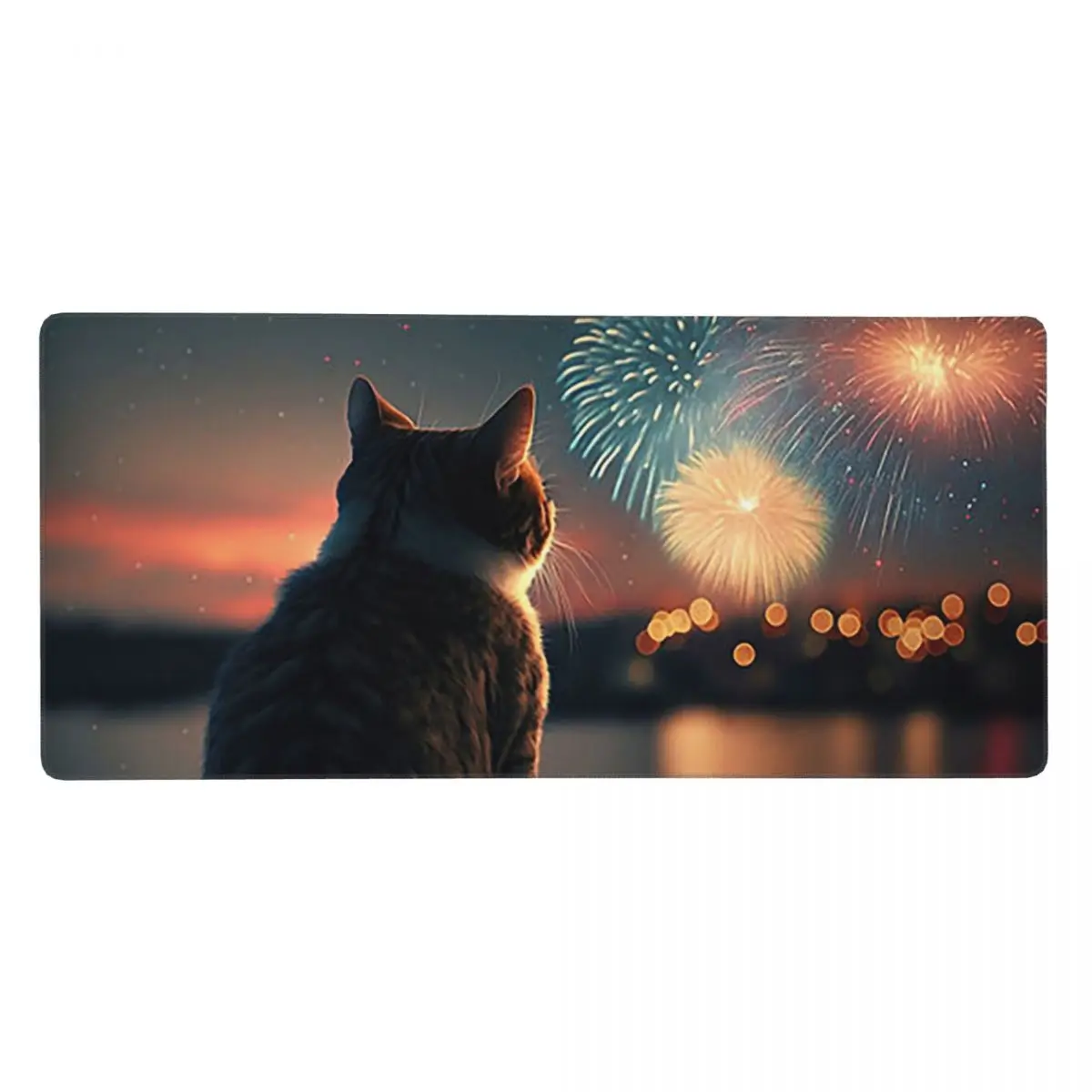 Kitten Urban Night Landscape Large Mouse Pad Computer Keyboard Mouse Mat Laptop Desk Mat Office Accessories Table Mats