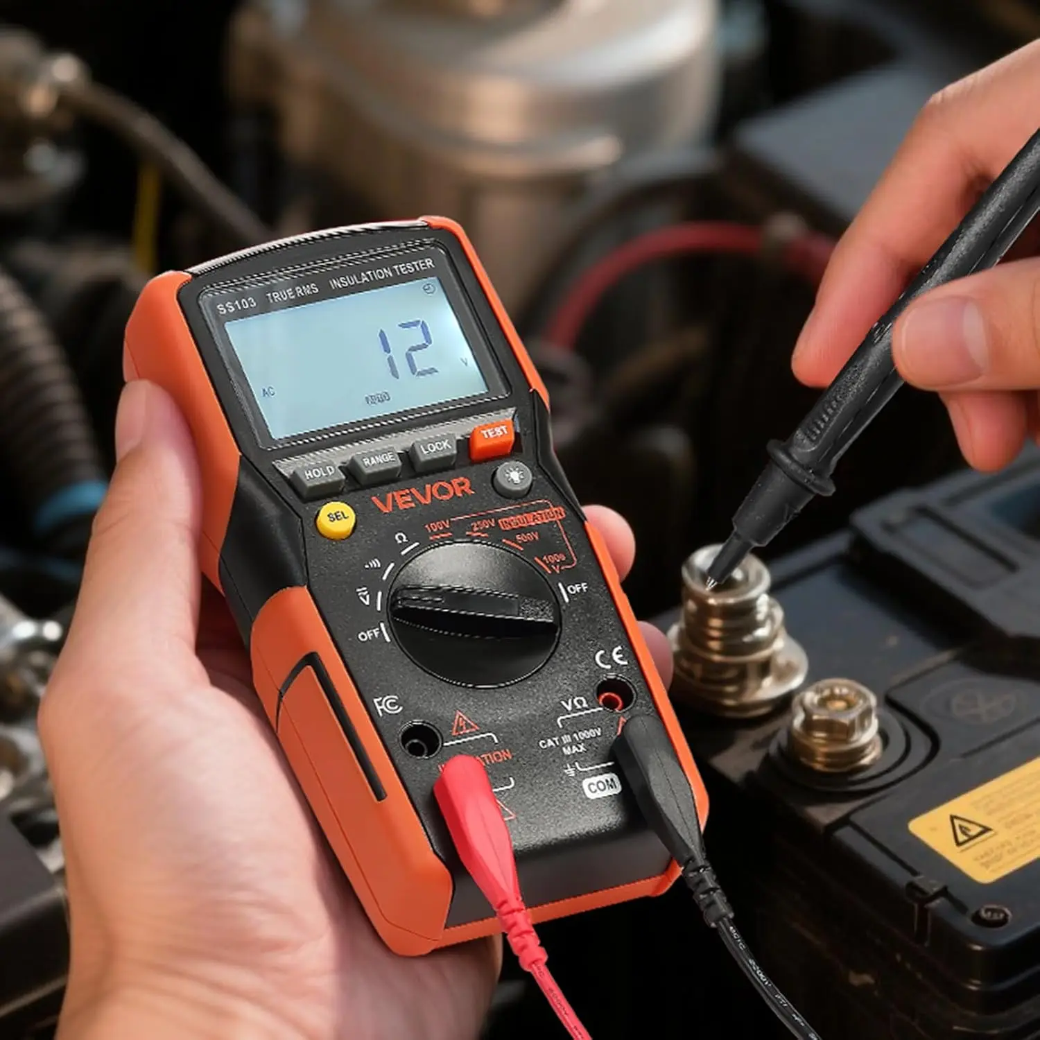 Multimetro digitale TRMS da 4000 conteggi, tester di tensione CA/CC da 1000 V con intervallo automatico/manuale per tensione, resistenza, continuità