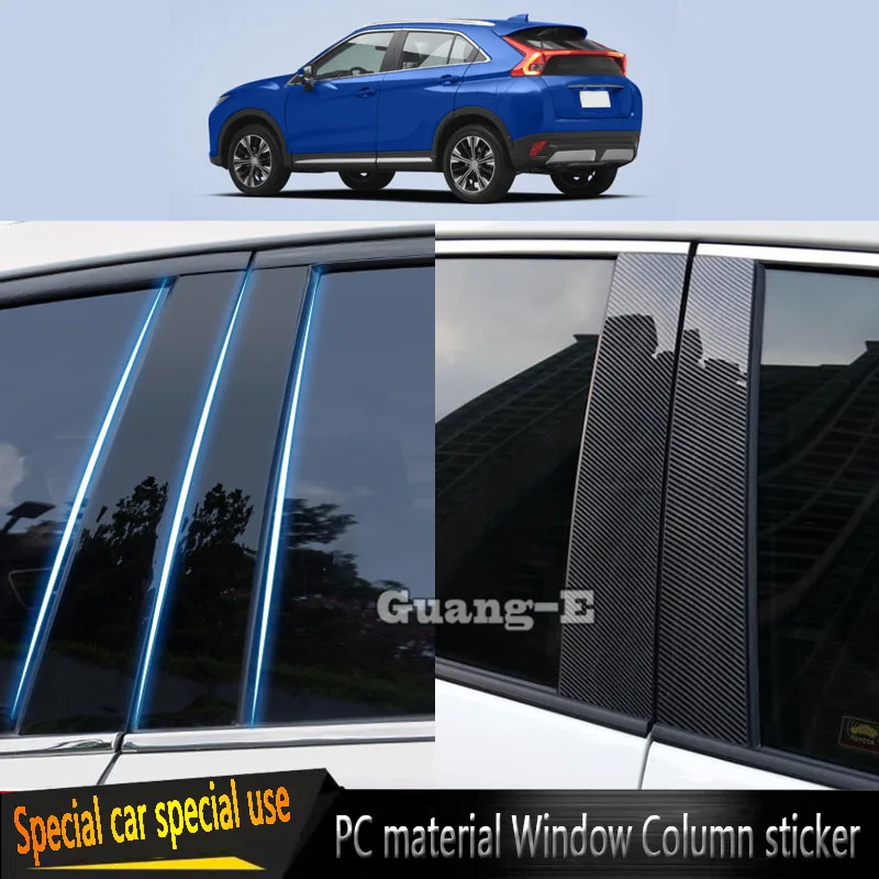 For Mitsubishi Eclipse Cross 2018 2019 2020 2021 2022 2023 Car PC Material Pillar Post Cover Door Trim Window Molding Stickers