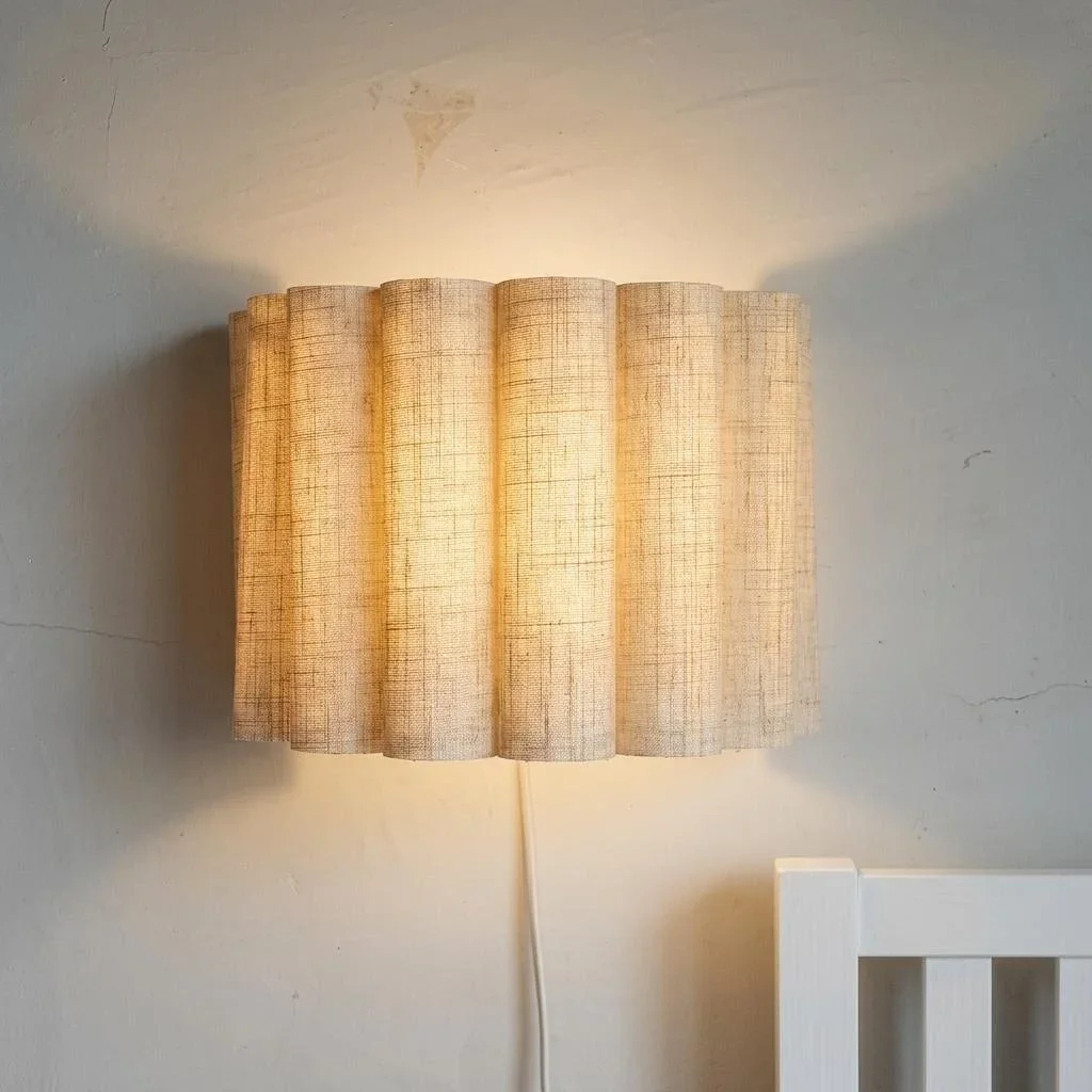 Background wall lamp - bedroom  Flower petal coffee restaurant corridor fabric wave wall lamp
