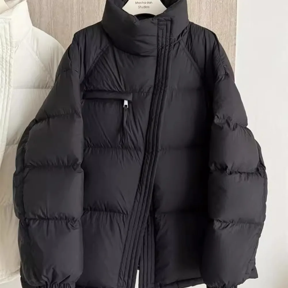 軽量ダウンジャケット レディース ストリートファッション 防寒 パファージャケット 2025年新作 秋冬 スタンドカラー ジップアップ 多機能 ダックダウンコート 女性用