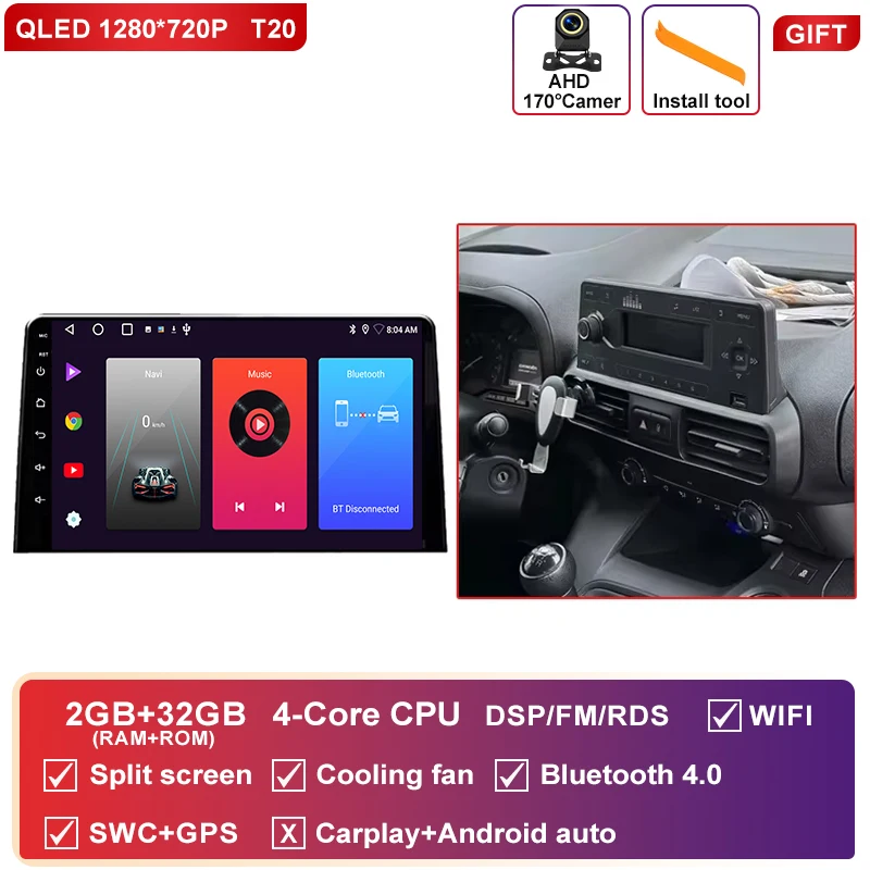 Android 16 Carplay Autoradio Stereo Multimedia Video Player Voor Citroen Berlingo 2019 Peugeot Partner Rifter 2020 Voor Opel Combo
