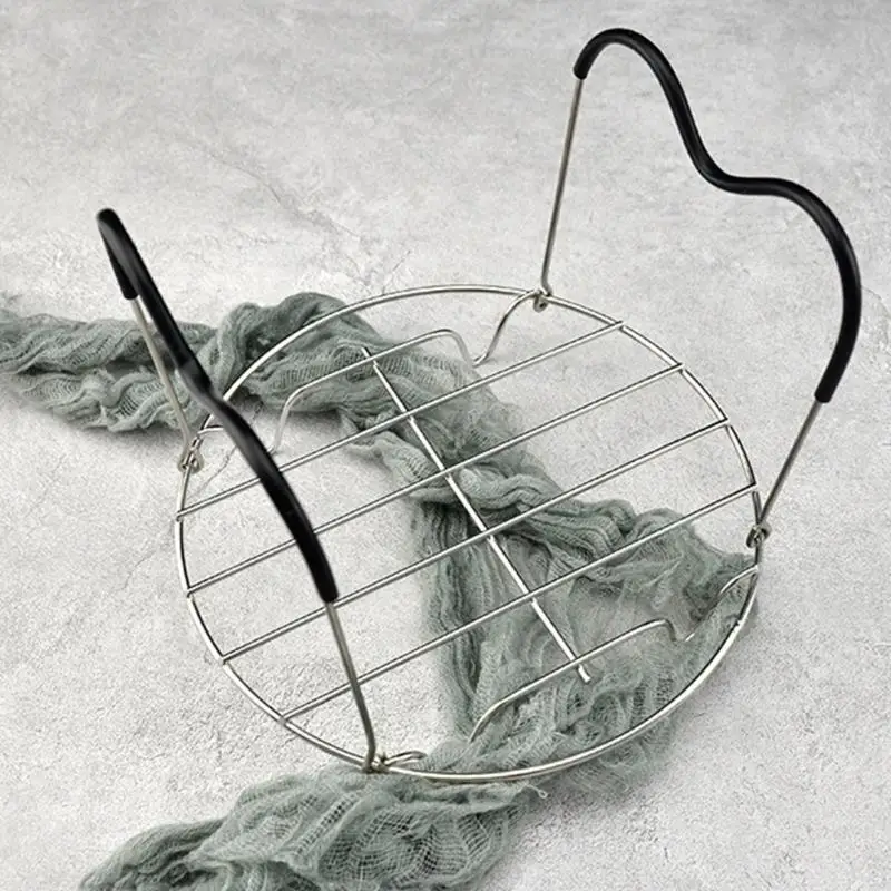 652F Steaming Bowl Rack with Two Side Grips, Support Feet, and 304 Steel Wire Platform for Use in Household Cookware