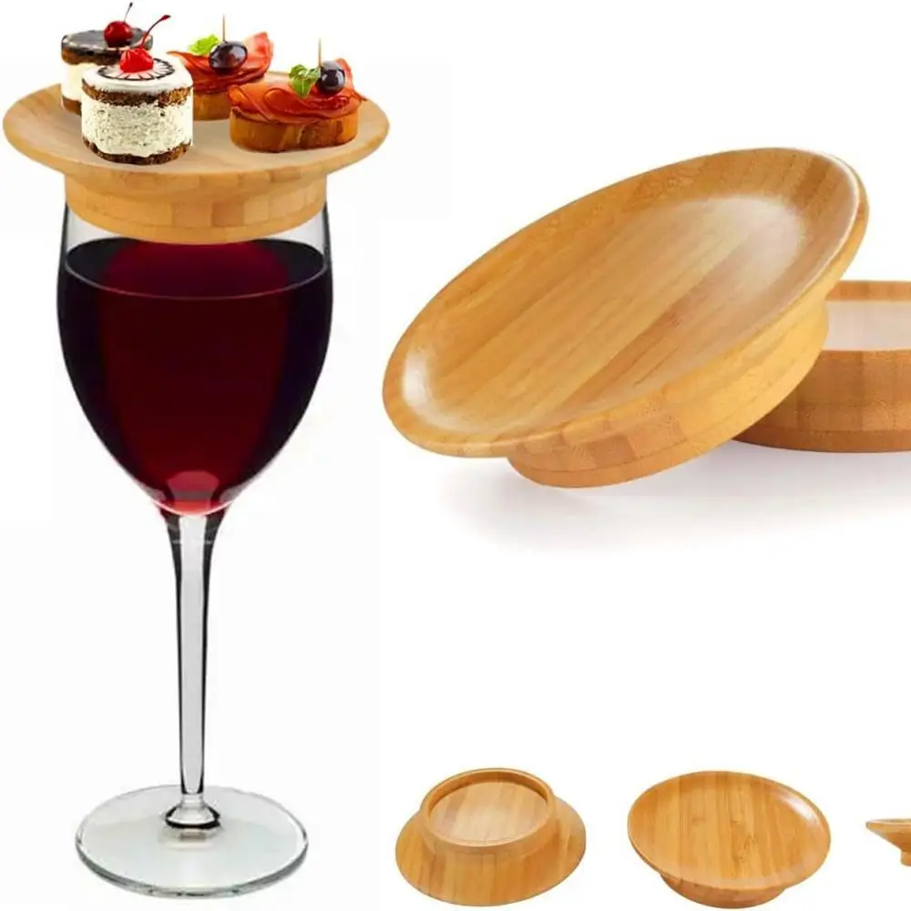 Wine Glass Charcuterie Topper Wooden Wine Glass Coasters Kitchen Food Coverage Protector for Home Party Camping Picnics