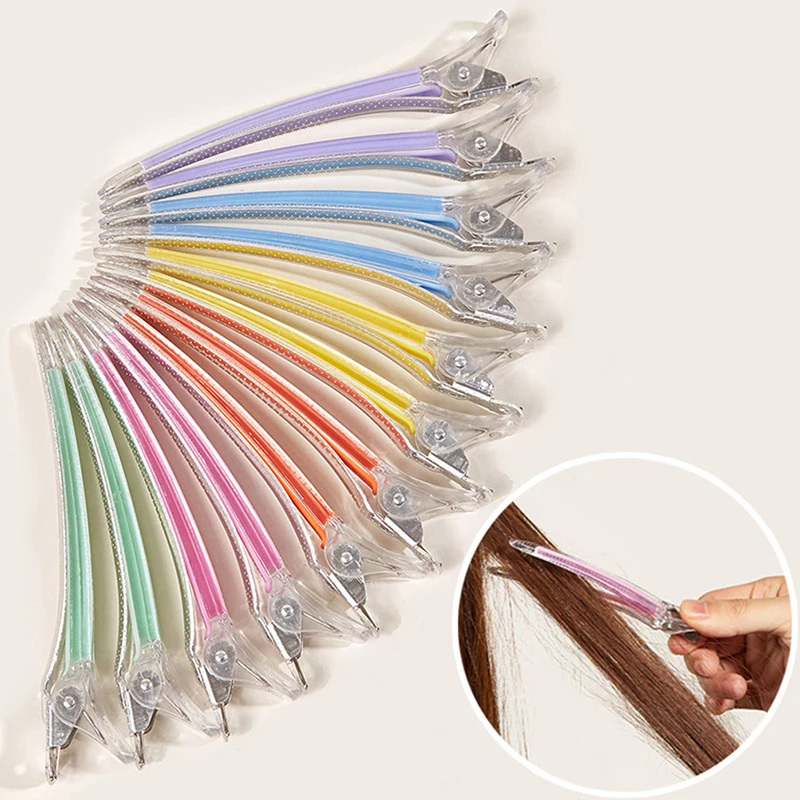 4Pcs Hair Clips Crystal Hairclips Acrylic Hairdressing Duckbilled Clamps Claw Section Hairpin Barber for Salon Styling