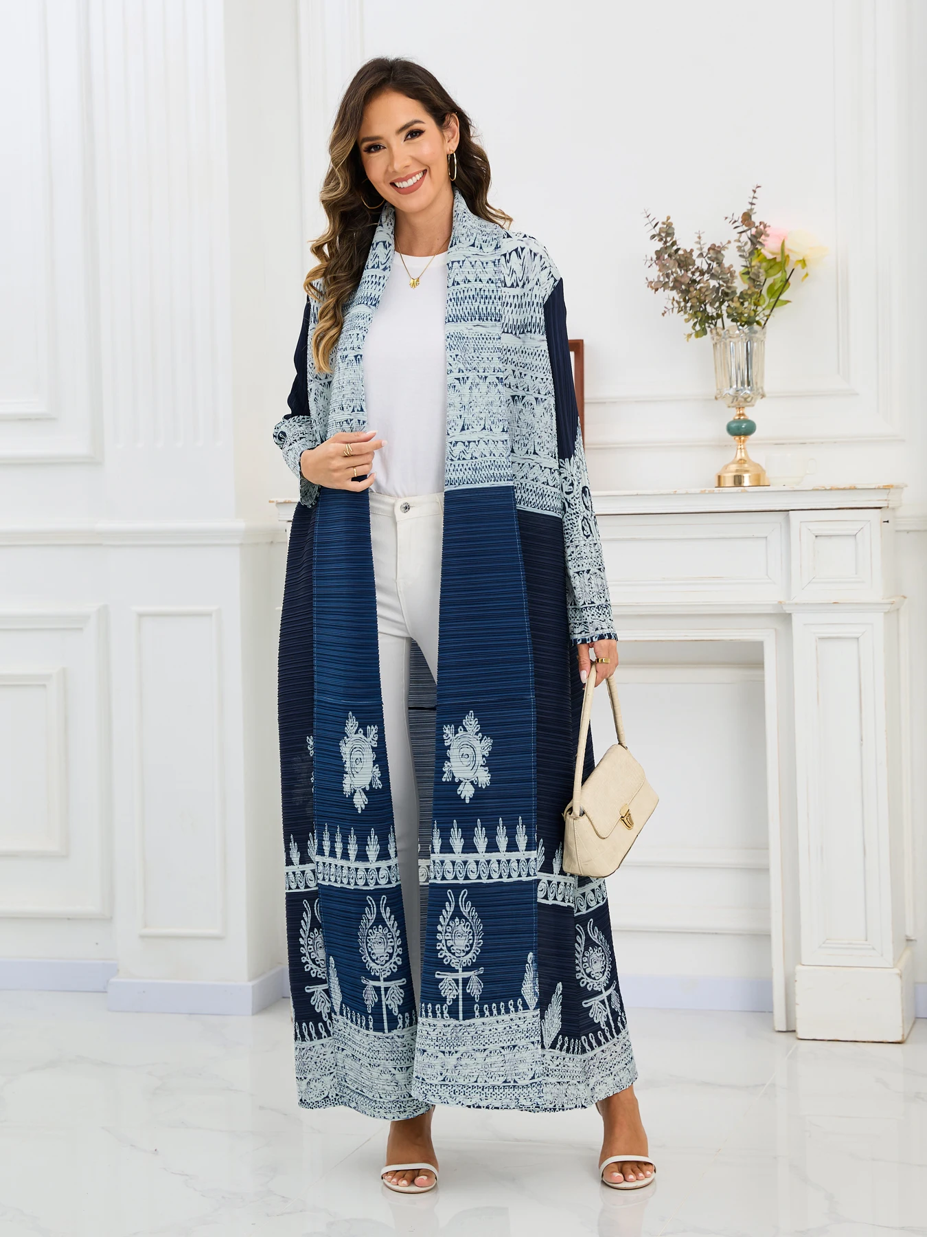 

Formal robe open abaya dubai luxury for women MIYAKE pleated Long sleeve coat Fashion Female Cardigan eid abaya gate ramadan