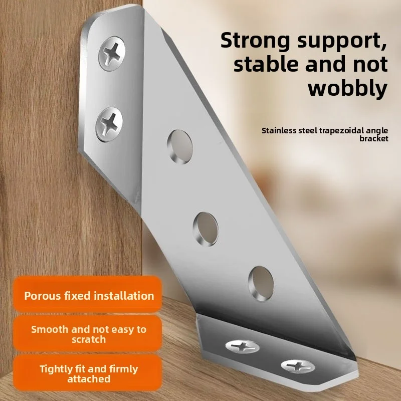 Stainless Steel Corner Braces Joint Trapeziform Angle Code Shelf Support Bracket with Screw for Home And Office Furniture