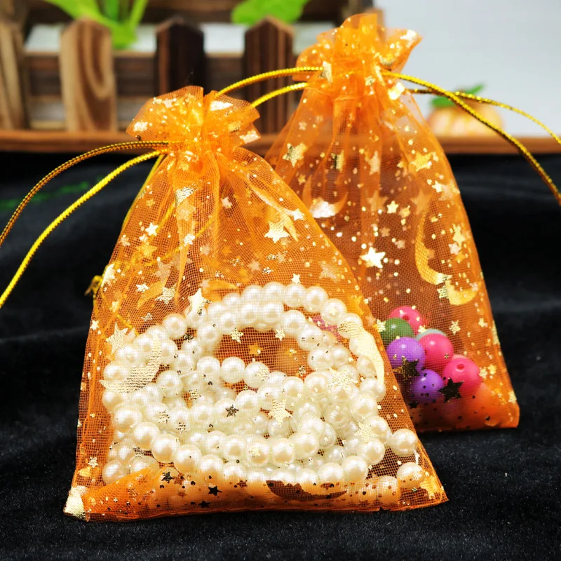 50 pçs/lote 7x9cm cordão organza sacos de embalagem de jóias sacos de festa de casamento doces sacos de presentes por atacado bolsas