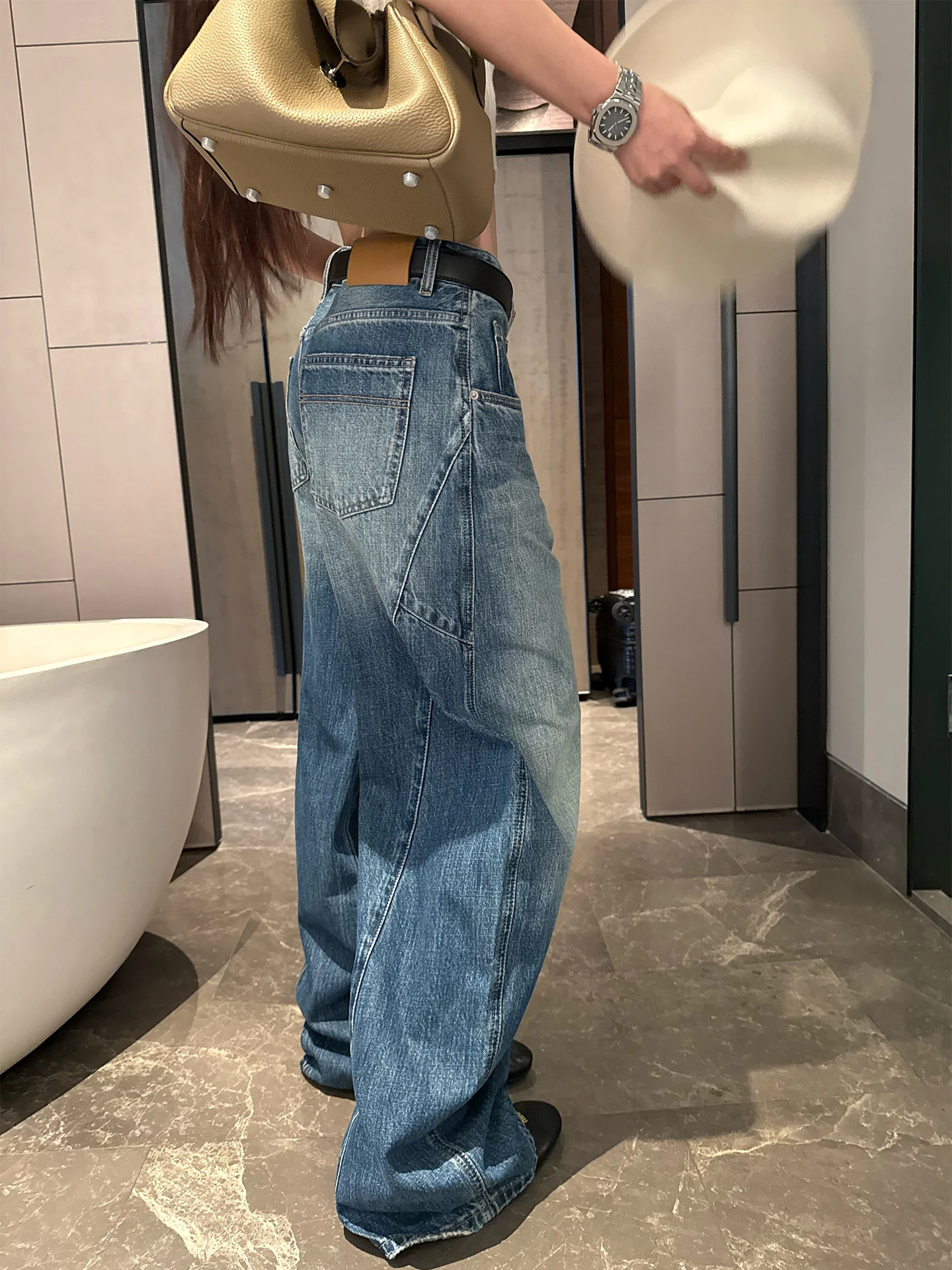 

High Crtsmanip Salt Waed Patchwork Denim Jeans Trendy Feel Here Yaya op 33 2000 Vintage Retro Sle Ladies Jeans