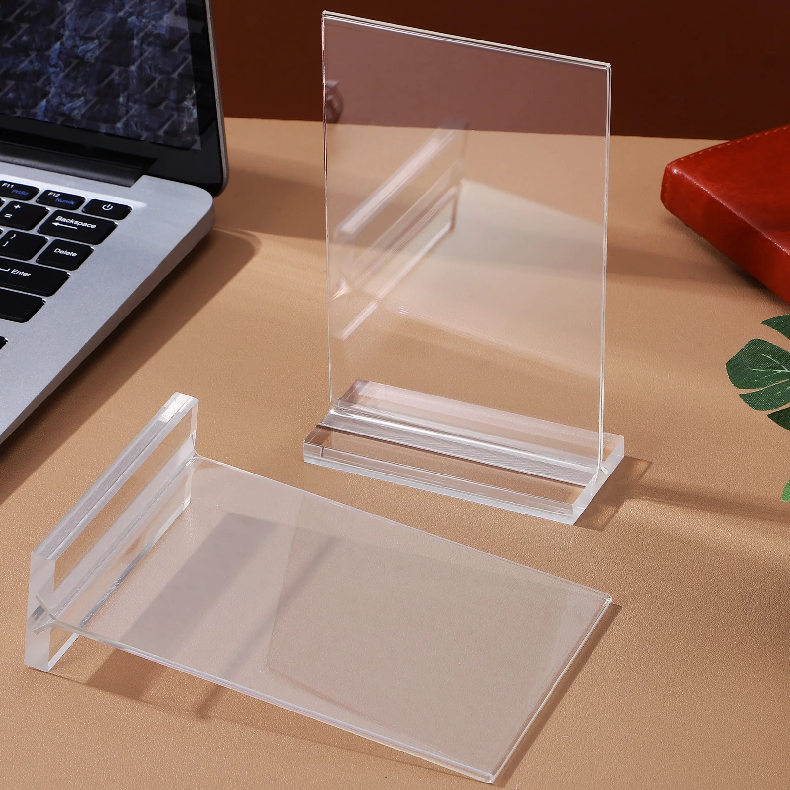 

6 pcs Acrylic Card Sign Holder Clear Display Desk Brochure Menu Document Holder Tabletop Storage Organizer