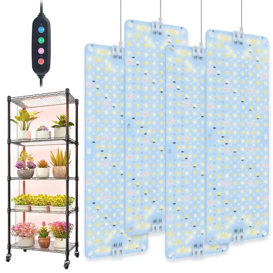 

Ультратонкие фитолампы 2026 для проращивания семян, овощей, теплиц, растений под шкафами и на полках с таймером на 4, 8, 12 часов