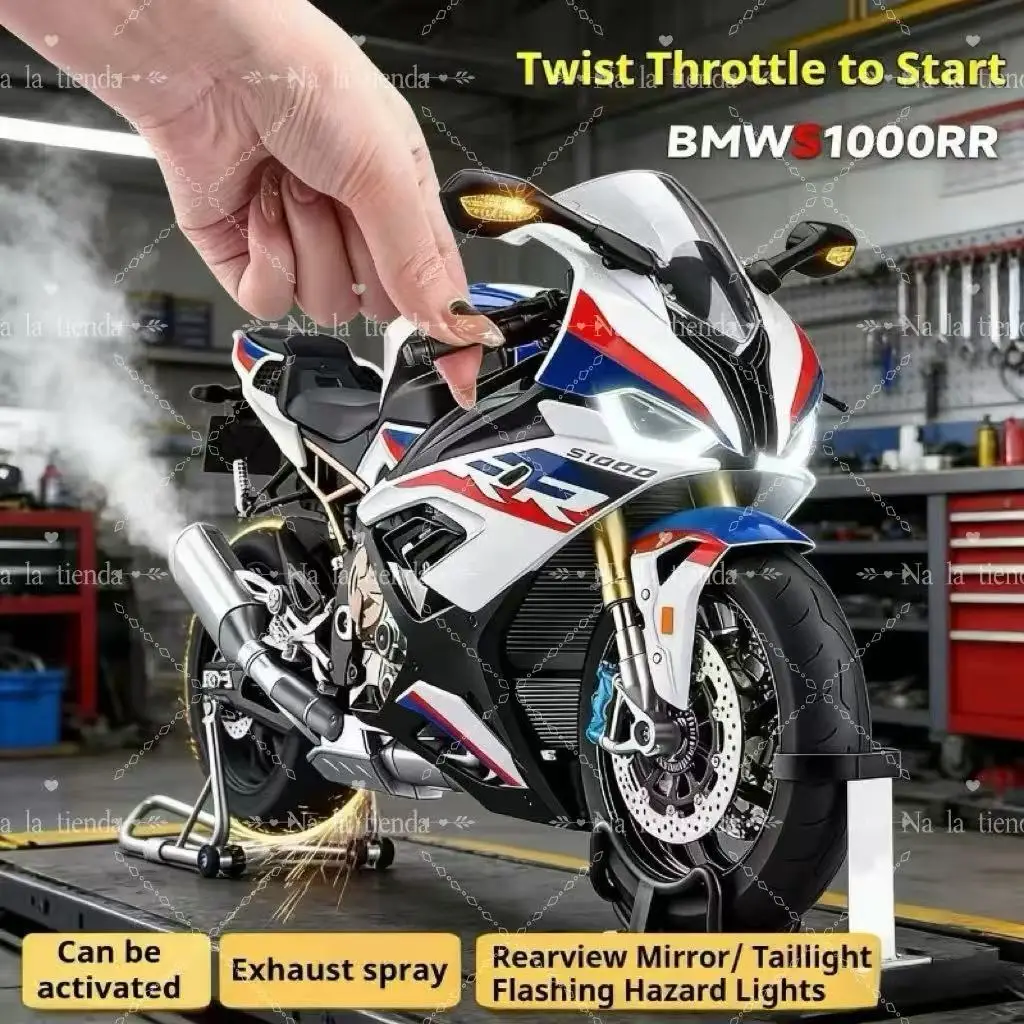 

FOR BMW S1000RR 1: 6 spray version alloy motorcycle model,With Sound & Light Decoration boy's birthday gift, best collectible 5