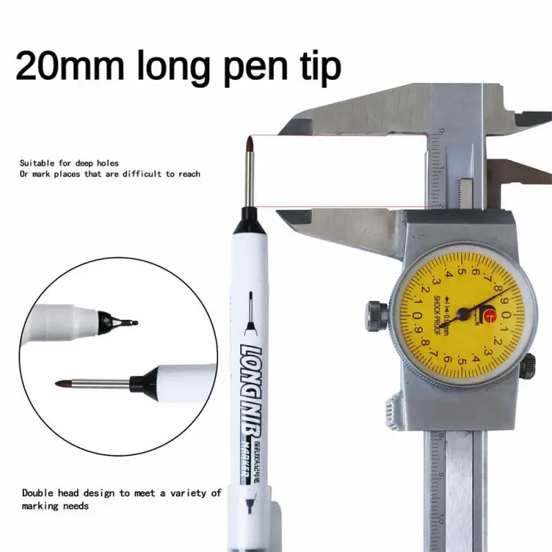 Stylos marqueurs à double pointe et à longue tête, pour le calcul, la décoration, multi-usages, pour trous profonds, rouge/noir/bleu