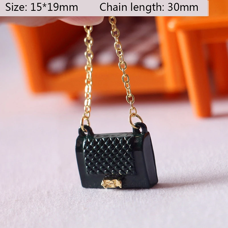 1 Pc Red/Black Metal chain pack Doll Bag Miniature Shopping Handbag for Clothes Accessories