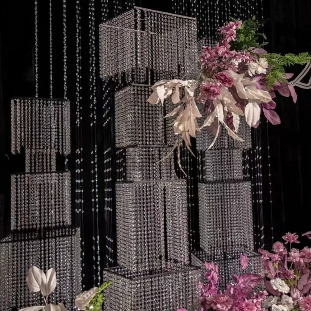 

4pcs/set)Custom Modern Wedding Backdrop Acrylic black metal Arch Backdrop Stand Stage Backdrop