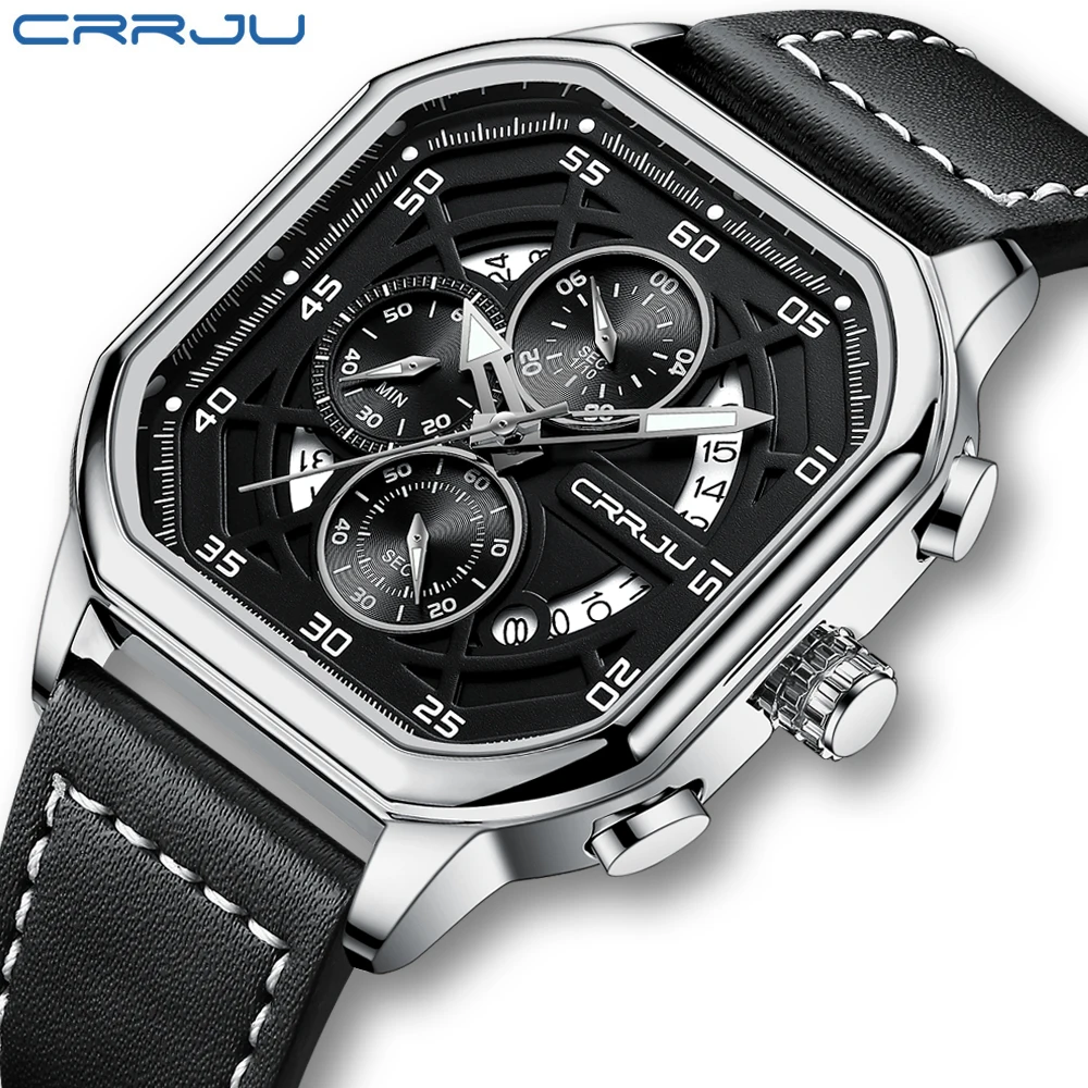 CRRJU orologio cronografo al quarzo da uomo impermeabile di lusso con lancette luminose orologio Relogio Masculino reloj High