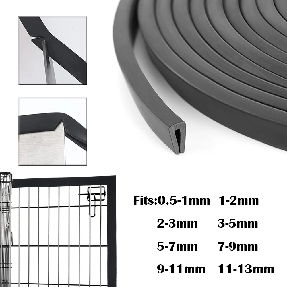 1 Meter U Channel Door Rubber Sealing Strip,Edge Protector, Weather Strip, Noise Insulation,Rubber Profile for Glass, Metal,Wood