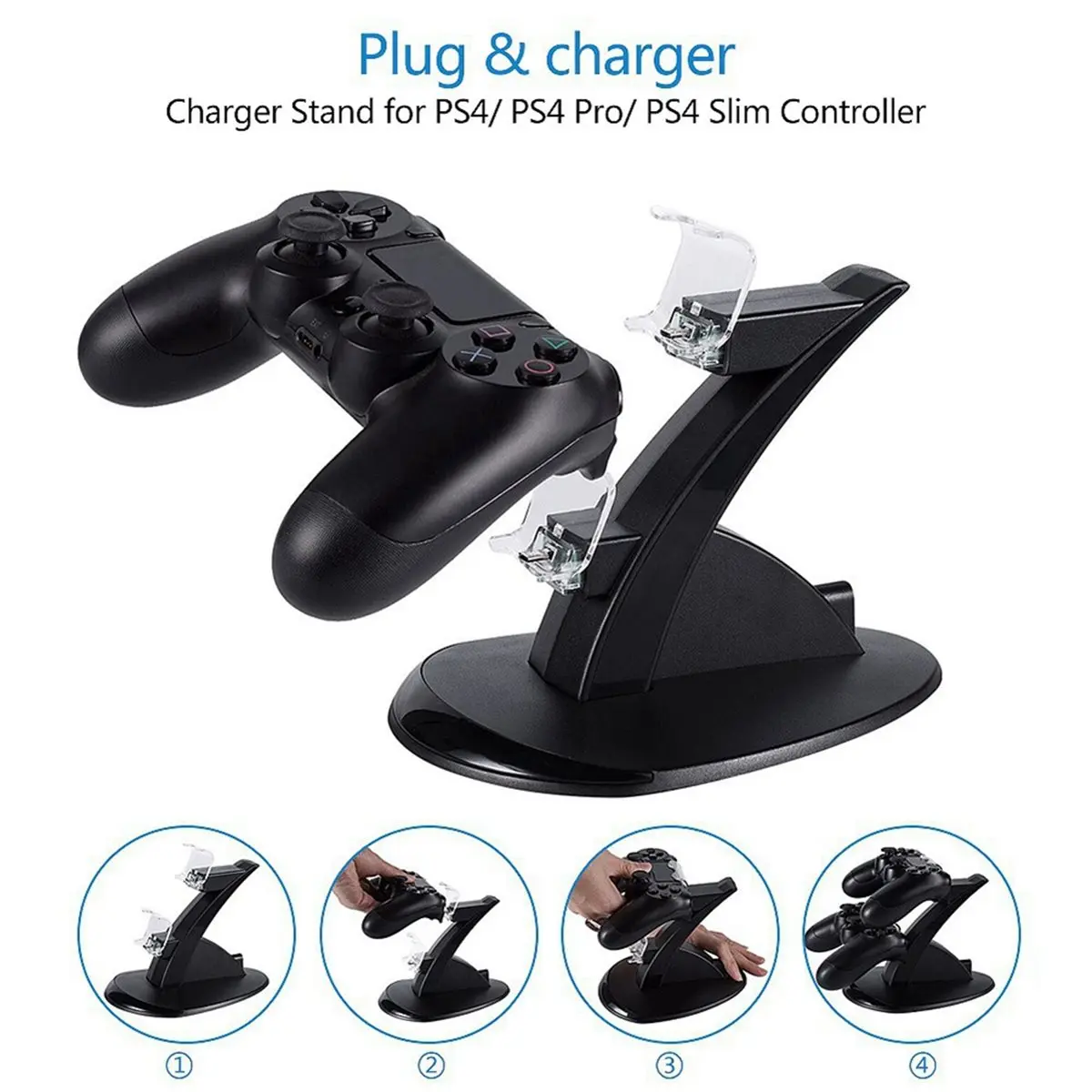 RECOMMENDATION  Fast Dual Charger Dock Station for 4Slim Controller LED Charging Stand Holder Cradle for Gamepad Accessories