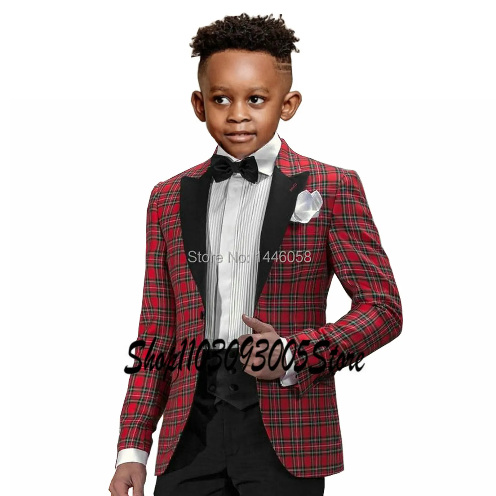 

Formal Boys Suit For Wedding Children Plaid Party Blazers Pants Outfit Kids Costume Gentlemen Teenager Prom Tuxedos Set