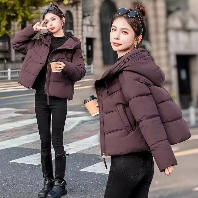 

2025 New Winter Women Parkas Coat Hooded Thicken Warm Down Cotton Jacket Female Loose Cotton Padded Jacket Outwear Lady Tops