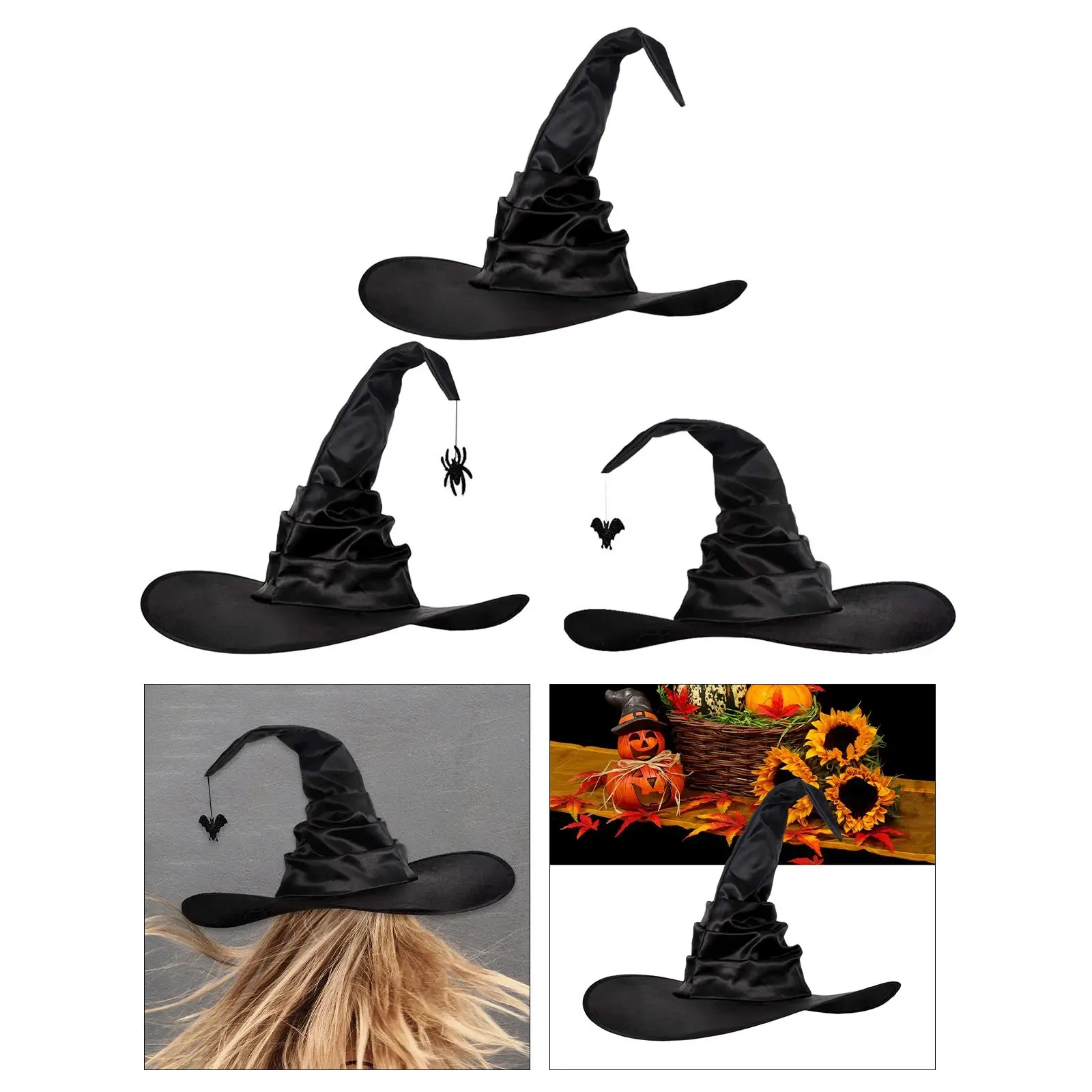 Pointed Sorceress Hat Wizard Costume Accessory Headgear Character Witch Women Hat for Halloween, Cosplay, Masquerade