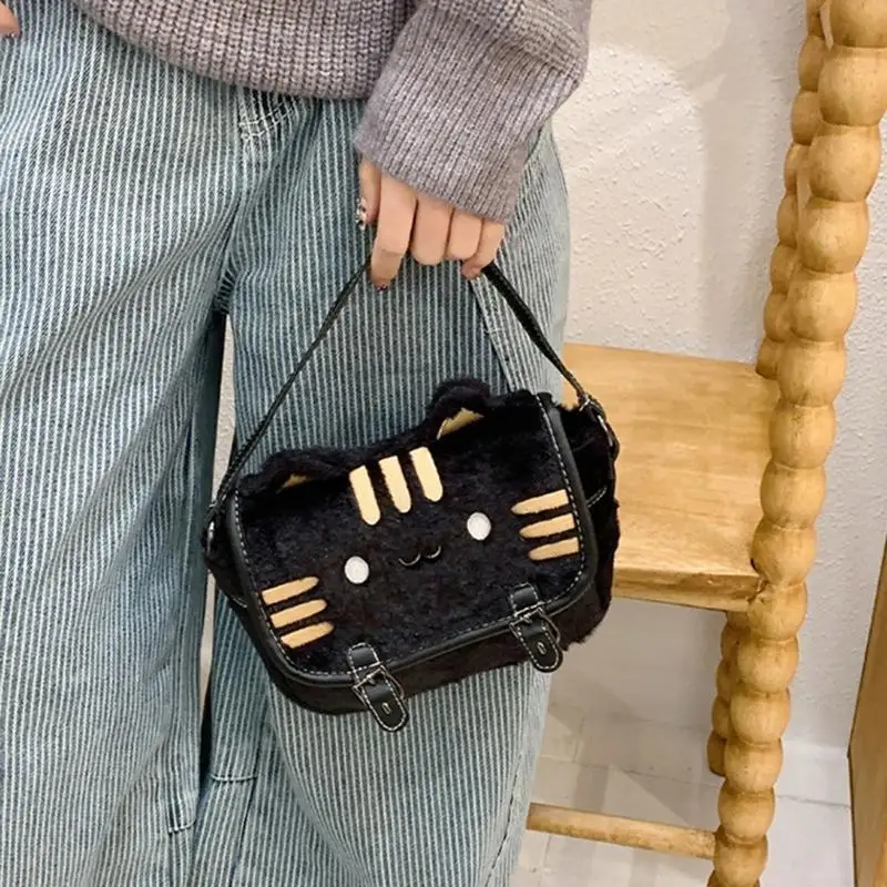

Y3NE Plush Cats Shoulder Bag Trendy Crossbody Bag Aesthetic Handbag Cartoon Bag Lovely Bag for Everyday