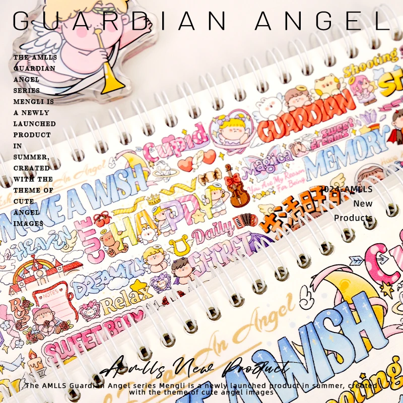 AMLLS-Cute Mini Book Collage e Paper Tape, Cartoon Material Storage, Release Notebook