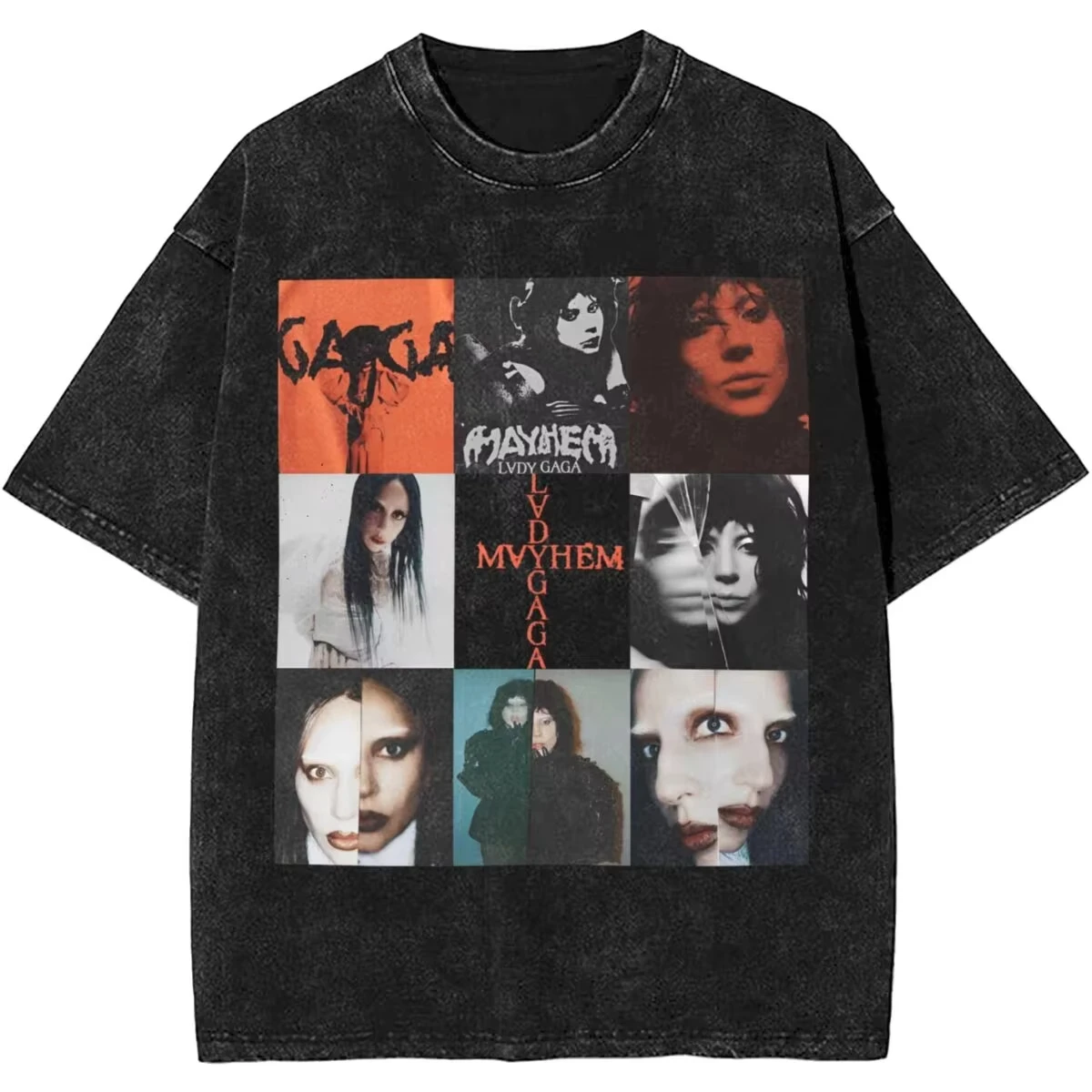 

Trendy Summer Lady Gaga Vintage Washed T Shirt Mayhem 2025 Album Y2K Fun Top Cotton Tee Short Sleeves Casual Men Women's Clothes