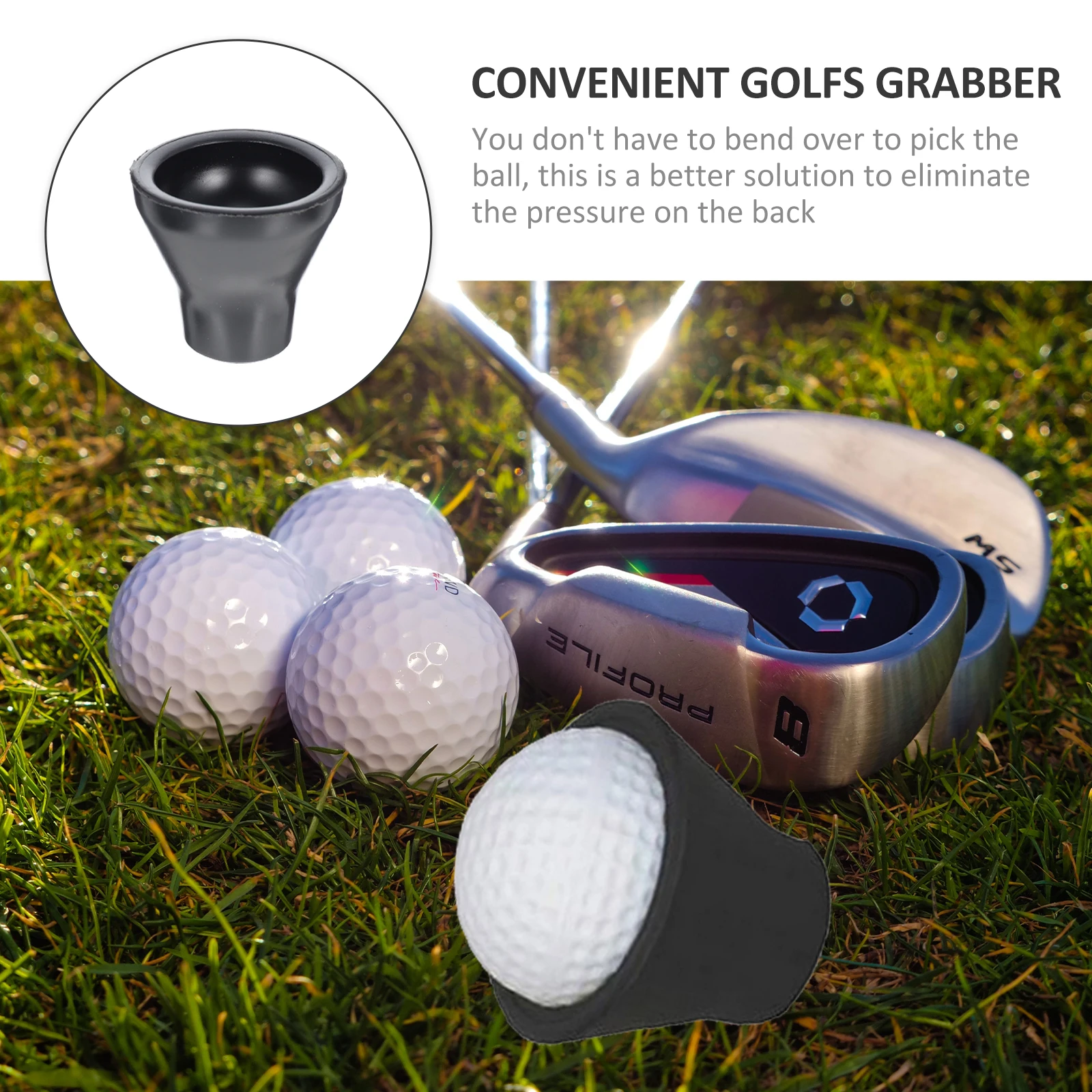 

6Pcs Golf Ball Retrievers Replaceable Rubber Pickers Ideal for Putter Grips Convenient Portable Golf Accessories Back Pain