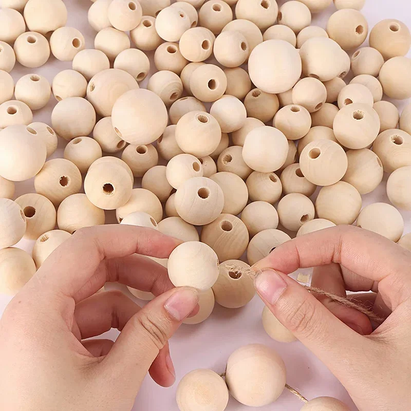 2-300Pcs Natural Wooden Beads with Holes Round Loose Wood Beads 6/8/10/12/14/16/18/20/25/30mm DIY Craft Jewelry Make Accessories