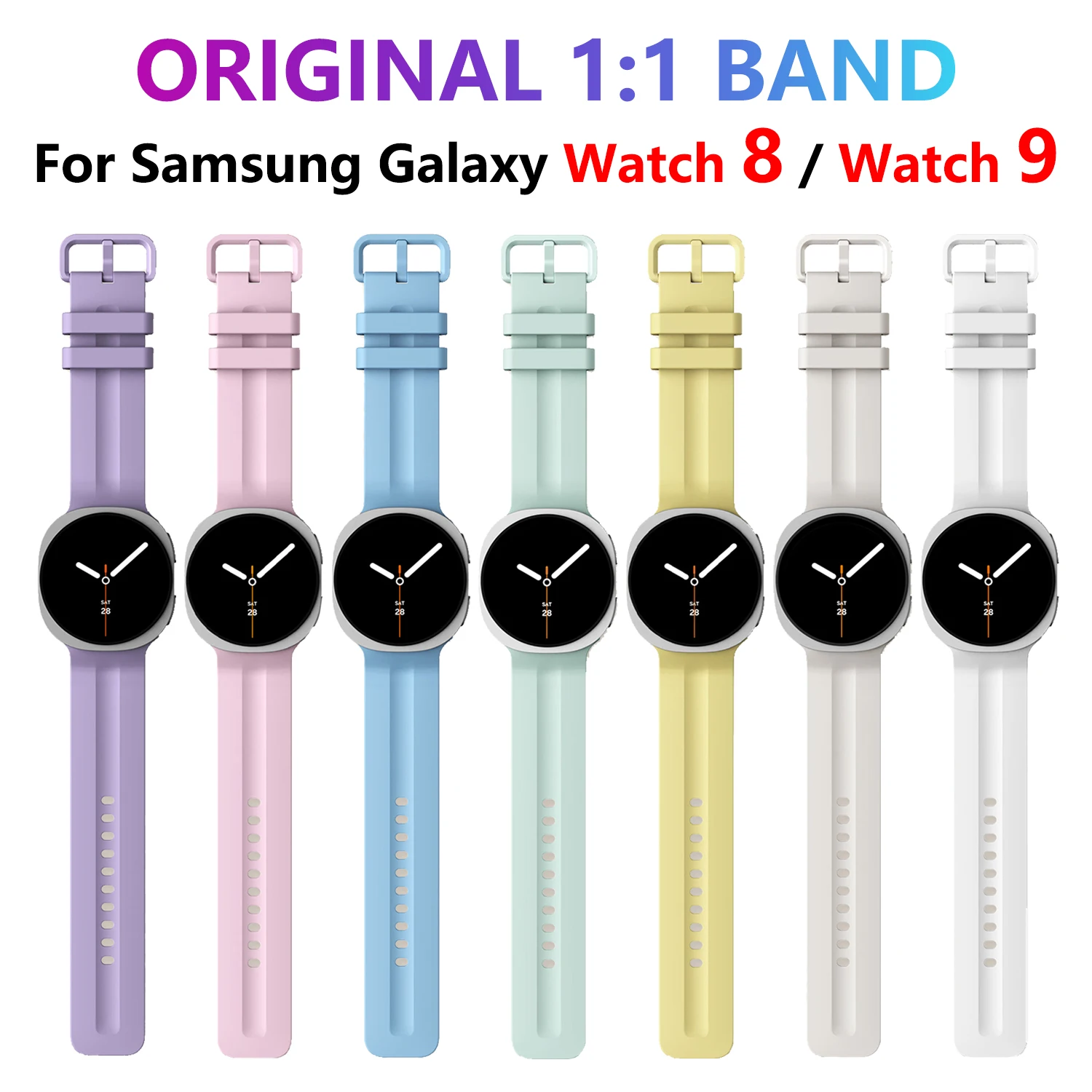 For Samsung Galaxy Watch 9 44mm 40mm Original Silicone Watch Strap Band For Samsung Galaxy Watch 8 Classic 46mm 44mm 40mm Correa