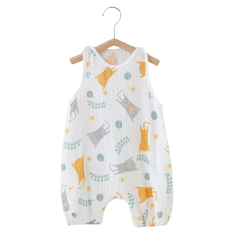 

Newborn Infant Baby Boys Girls Rompers Jumpsuits Playsuits Cotton Linen Muslin Sleeveless Toddler Baby Summer Clothing