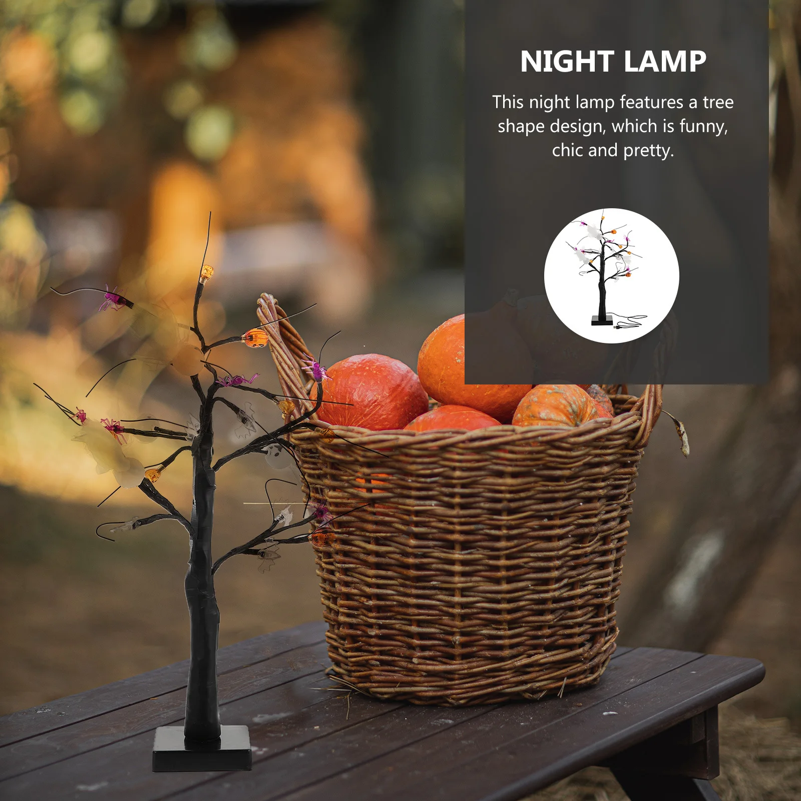 

1Pcs Creative Halloween Tree Light Pumpkin Ghost Design Night LED Decorative Atmosphere Light Halloween Supply