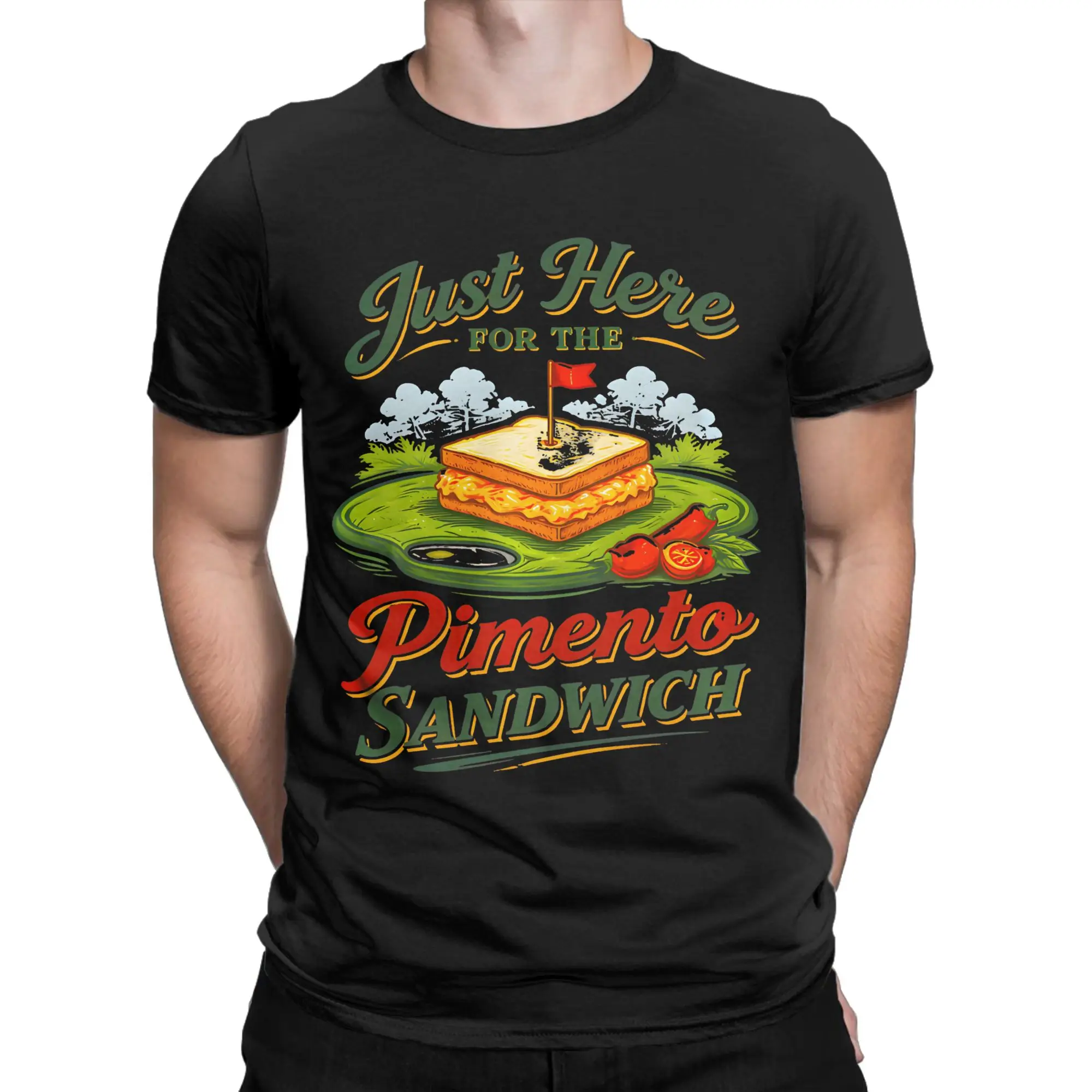 Just Here For The Pimento Cheese Sandwich Golf Humor Season T Shirt Men's  ClassicT Shirts Summer O Neck Tee Shirt Plus Size Top
