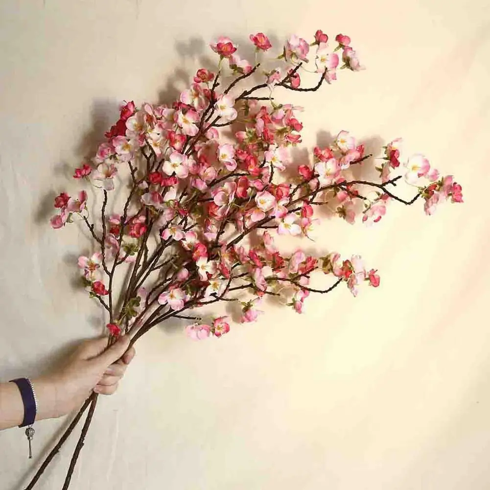 Decorative Artificial Flower Fashion Beautiful Colorful Portable Non-fade Real Touch Cherry Blossom Flower for Home Decoration