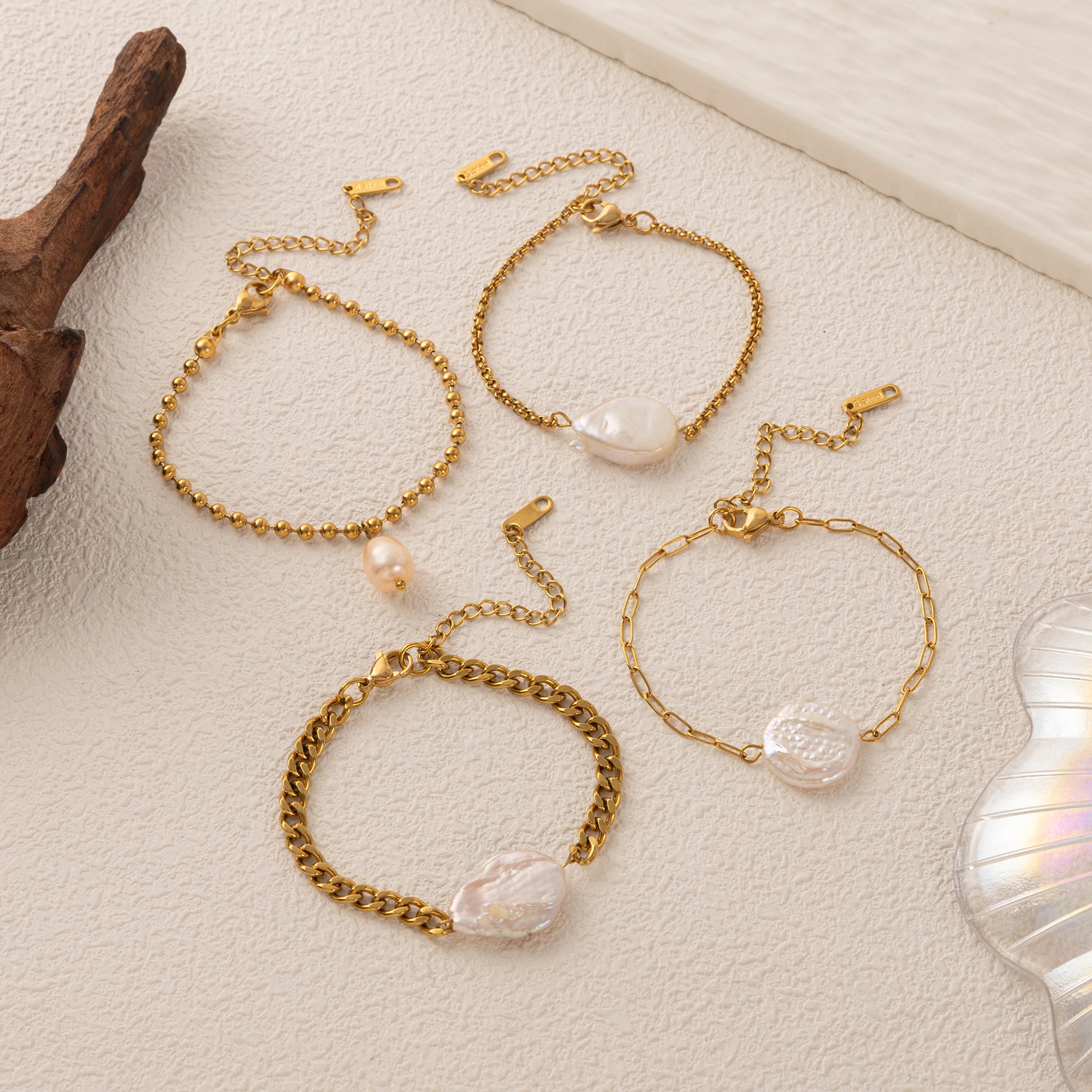 

Irregular Baroque Pearl Bracelet Light Luxury High Grade Freshwater Pearl Women's Lucky Bracelet